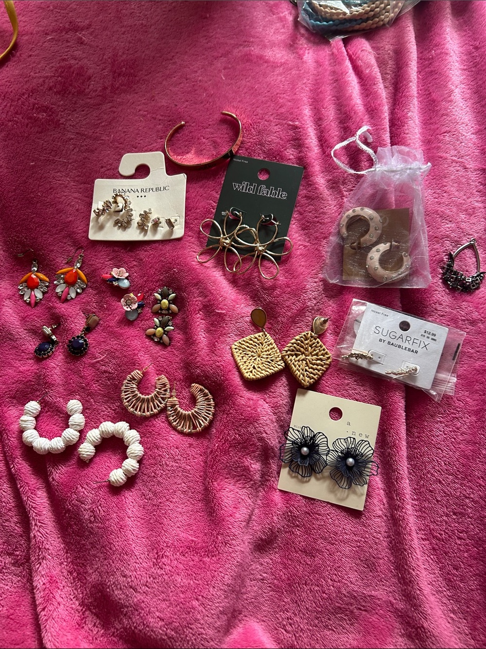 Assorted Women’s Earrings Collection - Pink, Gold, White, Natural